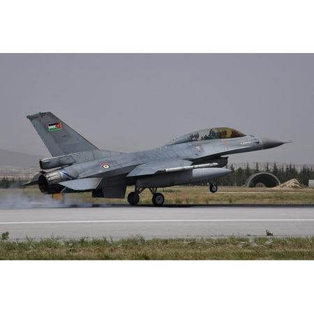 A Royal Jordanian Air Force F-16AM aircraft landing at Konya Air Base Turkey Poster Print by Giorgio CiariniStocktrek