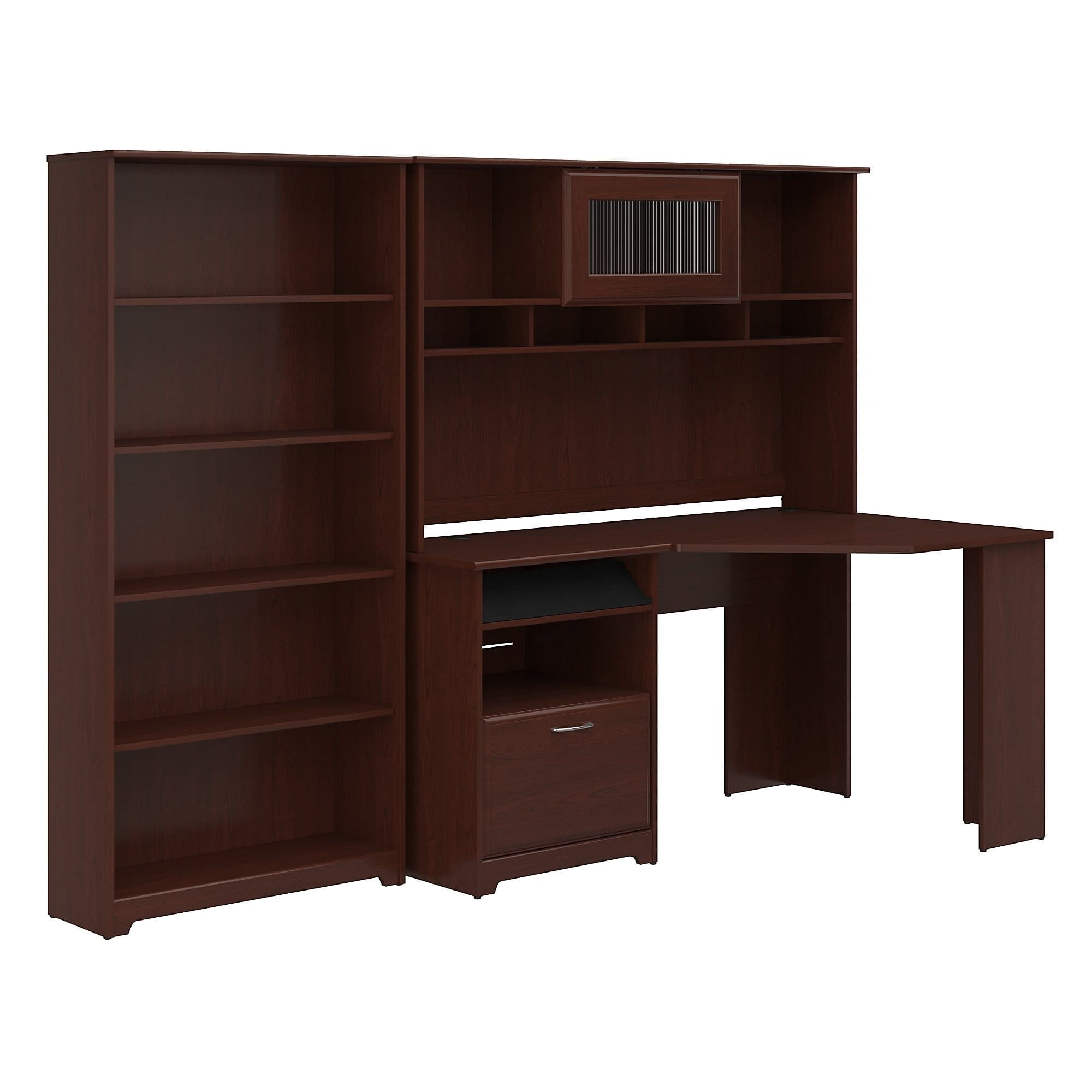 Bush Cabot Corner Desk With Hutch And 5 Shelf Bookcase In Espresso Bush Cabot Corner Desk With Hutch And 5 Shelf Bookcase In Espresso Oak Com