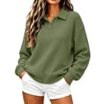 thumbnail image 3 of Women's Knit Sweatshirts,Collared Long Sleeve Loose Casual Solid Pullover Tops,Vacation Travel Outfit, 3 of 6