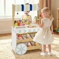 thumbnail image 2 of Costway Wooden Ice Cream Cart for Kids 2-in-1 Grocery Store Playset with Display Shelves White, 2 of 11
