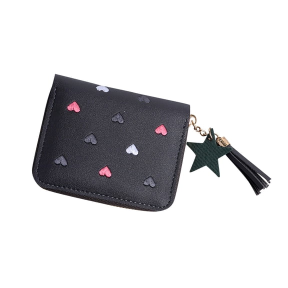 Women's Large Capacity PU Leather Heart Shaped Foldable Functional Wallet Card Purse and Makeup Bag - Versatile Cosmetic Organizer for Daily Use
