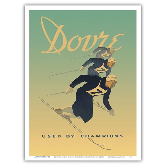 Dovre Ski Binding Company - Used by Champions - Vintage Advertising Poster by G. Hansen c.1930s - Master Art Print (Unframed) 9in x 12in