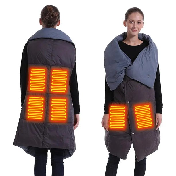 Manta calefactora impermeable con USB, chaleco calefactor eléctrico, chal multifuncional, portátil y ligero