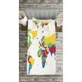 thumbnail image 3 of Ambesonne World Map Quilted Bedspread Set 2 Pcs, Countries and Oceans, Twin Size, Multicolor, 3 of 3