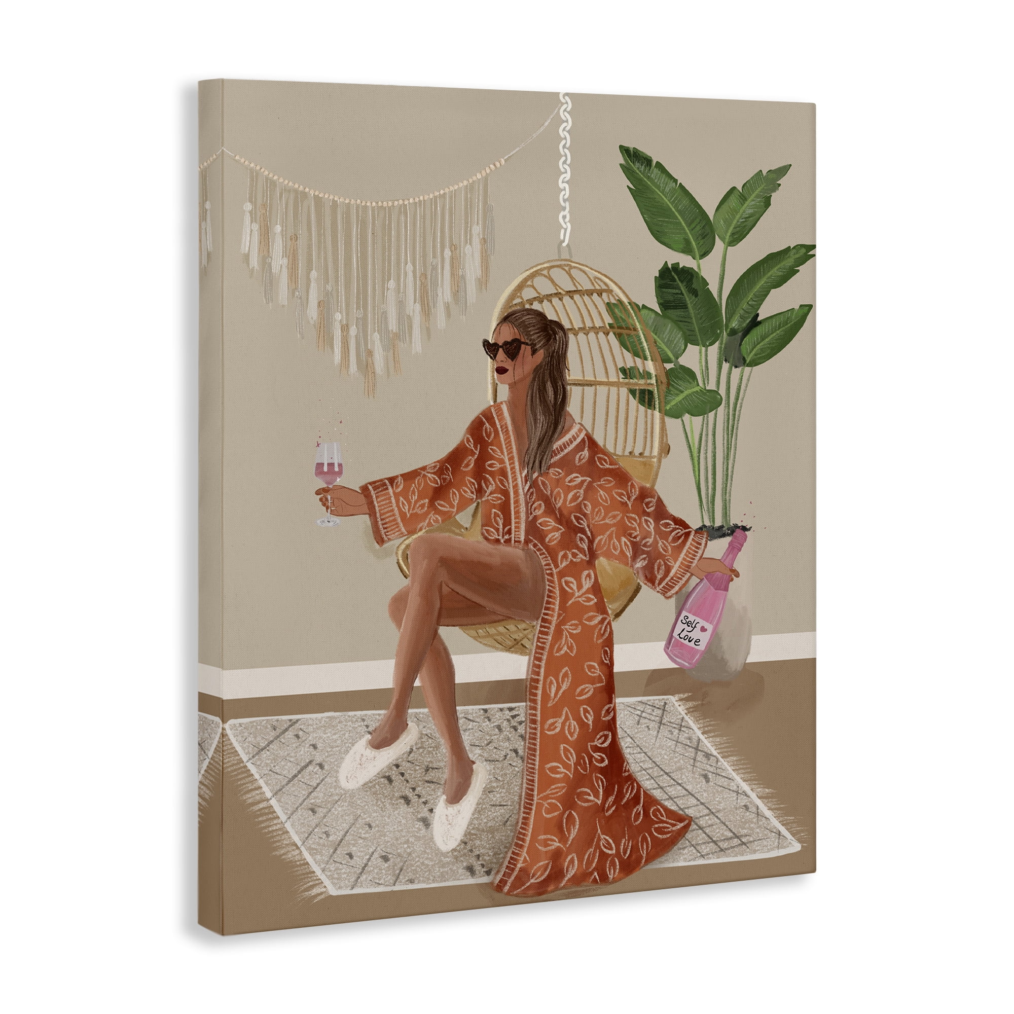 Stupell Industries Boho Glam Girl Novelty Painting Gallery Wrapped Canvas Art Print Wall Art, 30 x 40