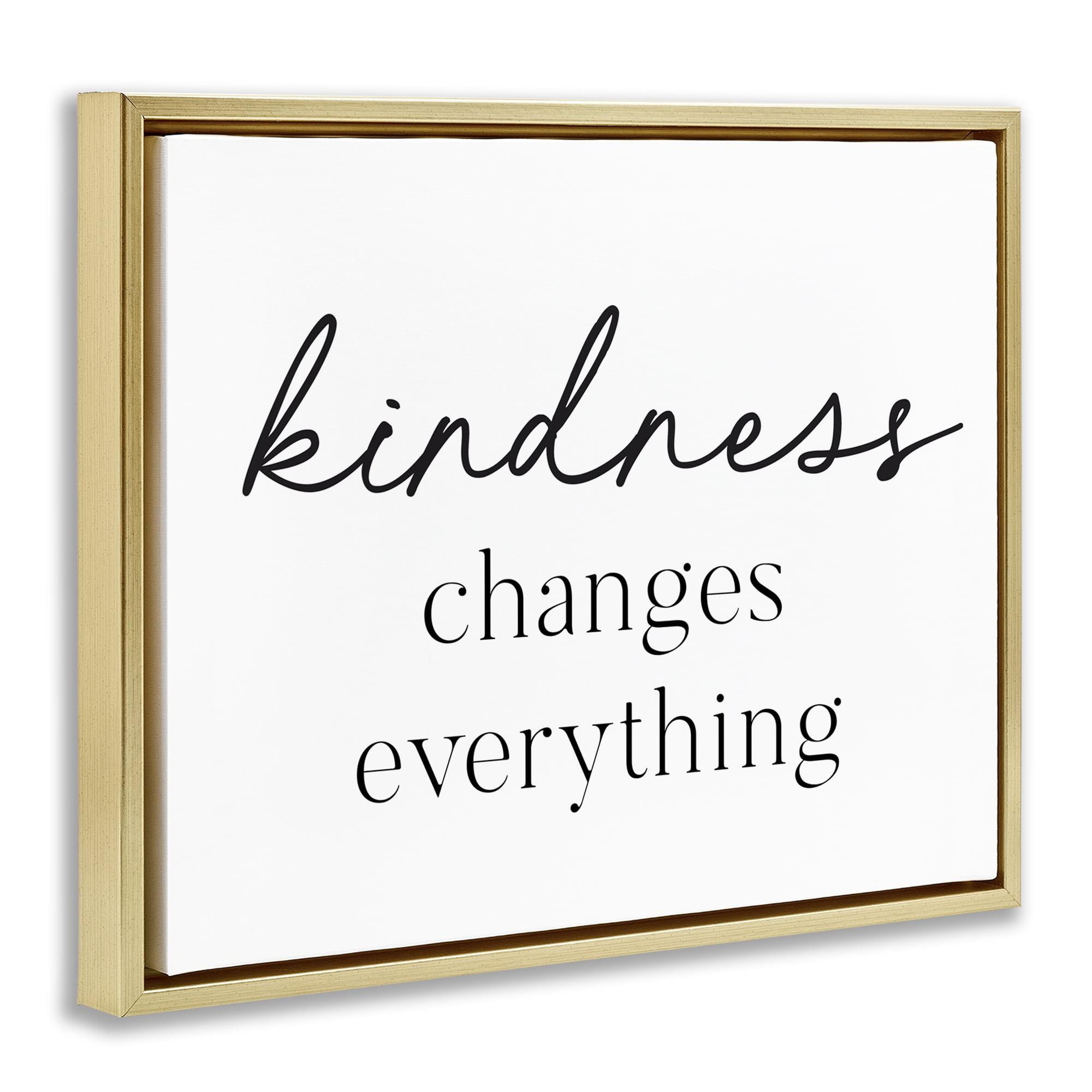 Kindness Changes Everything Gold Framed Floater Canvas Wall Art, design by Lettered and Lined