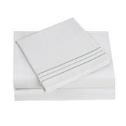 HC Collection Hotel Luxury Bed Sheet & Pillowcase Set 1800 Series Egyptian Quality, 16inch Deep Pockets, Double Brushed Microfiber Bedding, King, White