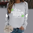thumbnail image 2 of St Patricks Day Womens Crewneck Sweatshirt Letter Print Shirt Clover Shamrock Graphic Long Sleeve Pullover Tops Irish Tshirt Light Gray S, 2 of 4