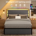 thumbnail image 3 of GUNAITO Queen Size Bed Frame with 2 Drawers, Upholstered Platform Bed with Charging Station and Adjustable Headboard, Grey, 3 of 9