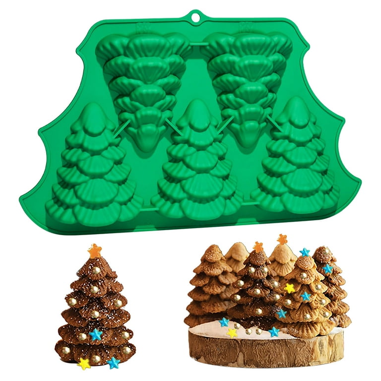 2 Pack Christmas Silicone Baking Molds,Nonstick Silicone Cake Molds,Nonstick Cake Pan Muffin Mold with Shape of Christmas Tree Socks Bells Shape for