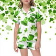 thumbnail image 2 of Pajama Set for Girls 2PC St. Patrick's Day Lapel Button up Kids Loungewear Boys Sleepwear 2 Piece Outfits Z31-Army Green 3-4 Years, 2 of 4