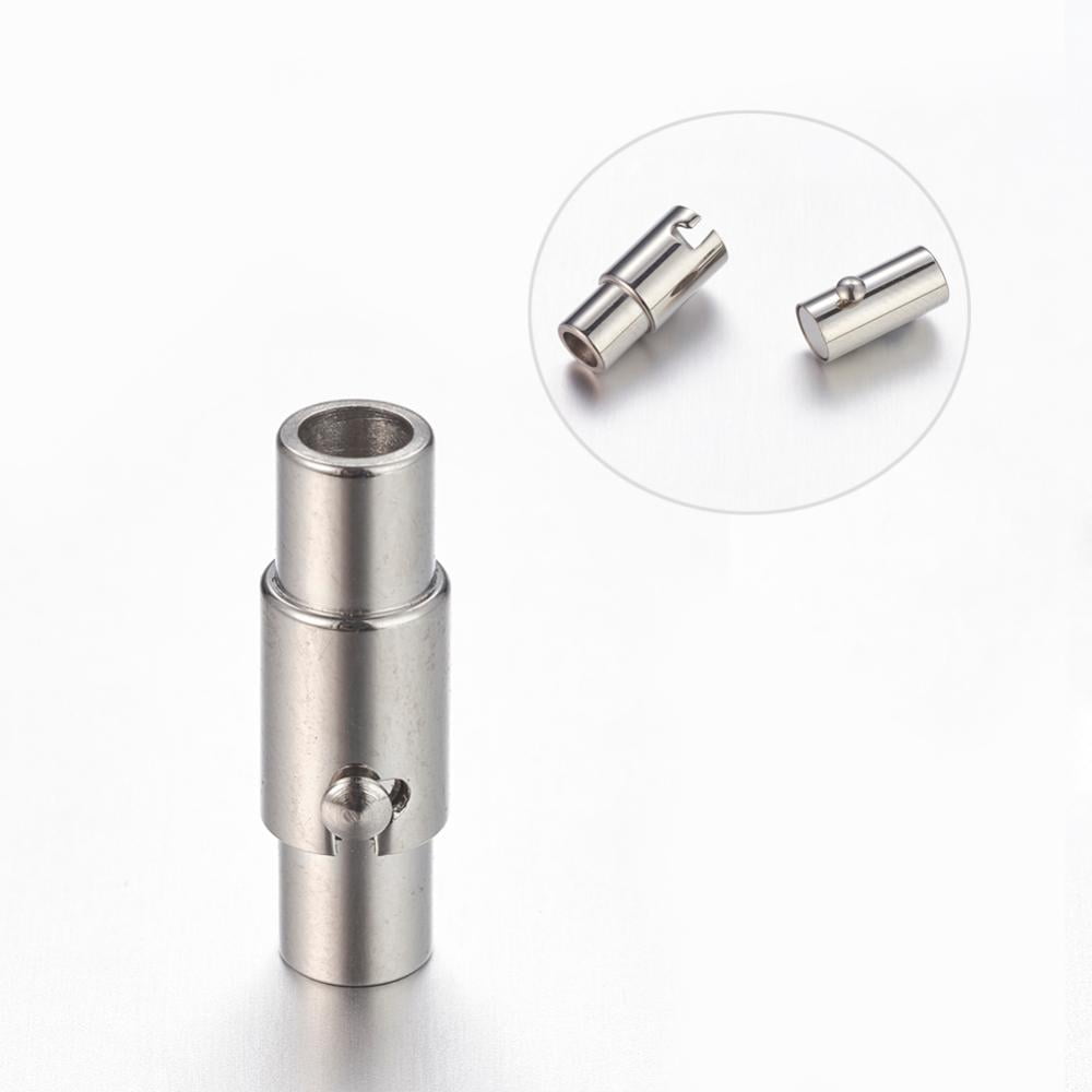 Resistant 304 Stainless Steel Locking Tube Magnetic Clasps Column Magnetic Closure Stainless Steel color 18x5mm Hole: 3mm