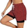 thumbnail image 4 of SAWOBUUN Women Polka Dot Running Shorts High Waist Athletic Casual Loose Elastic Drawstring Shorts with Lining, 4 of 8