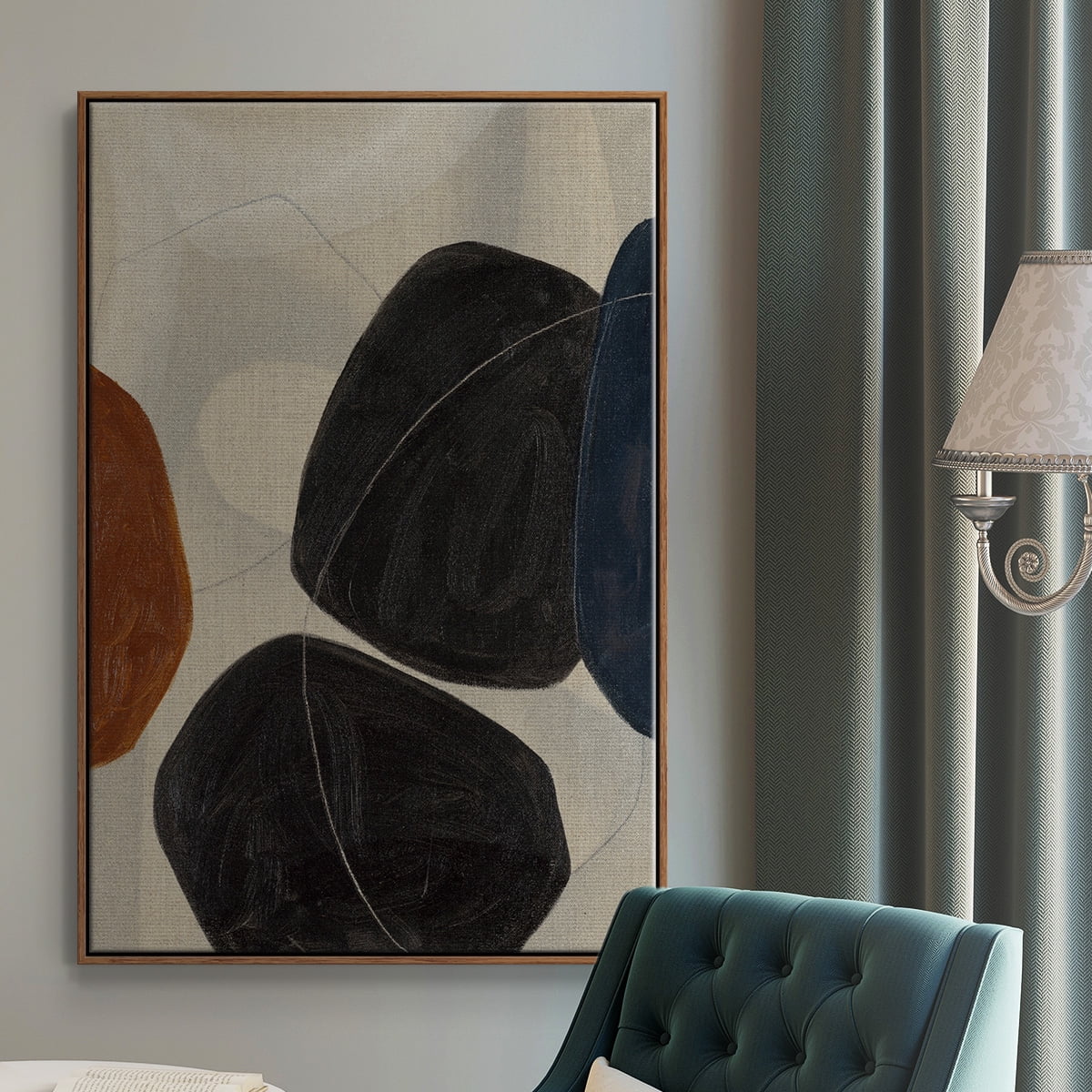 Gravity I Framed Premium Gallery Wrapped Canvas - Ready to Hang - 17 x 25 - Walnut Floating Frame