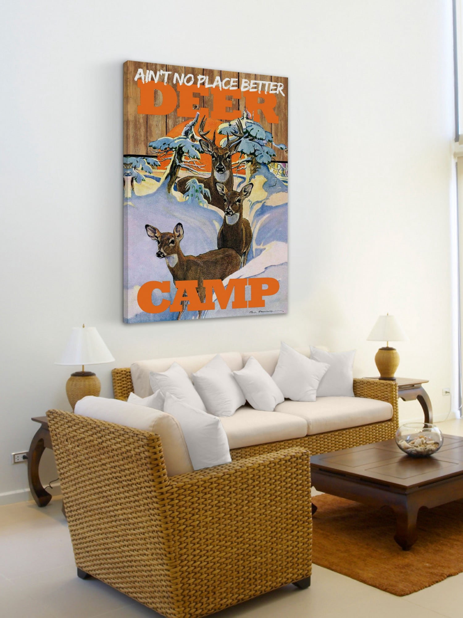 Marmont Hill Inc Marmont Hill - "Deer Camp" by Saturday Evening Post Painting Print on Canvas - Multi-color