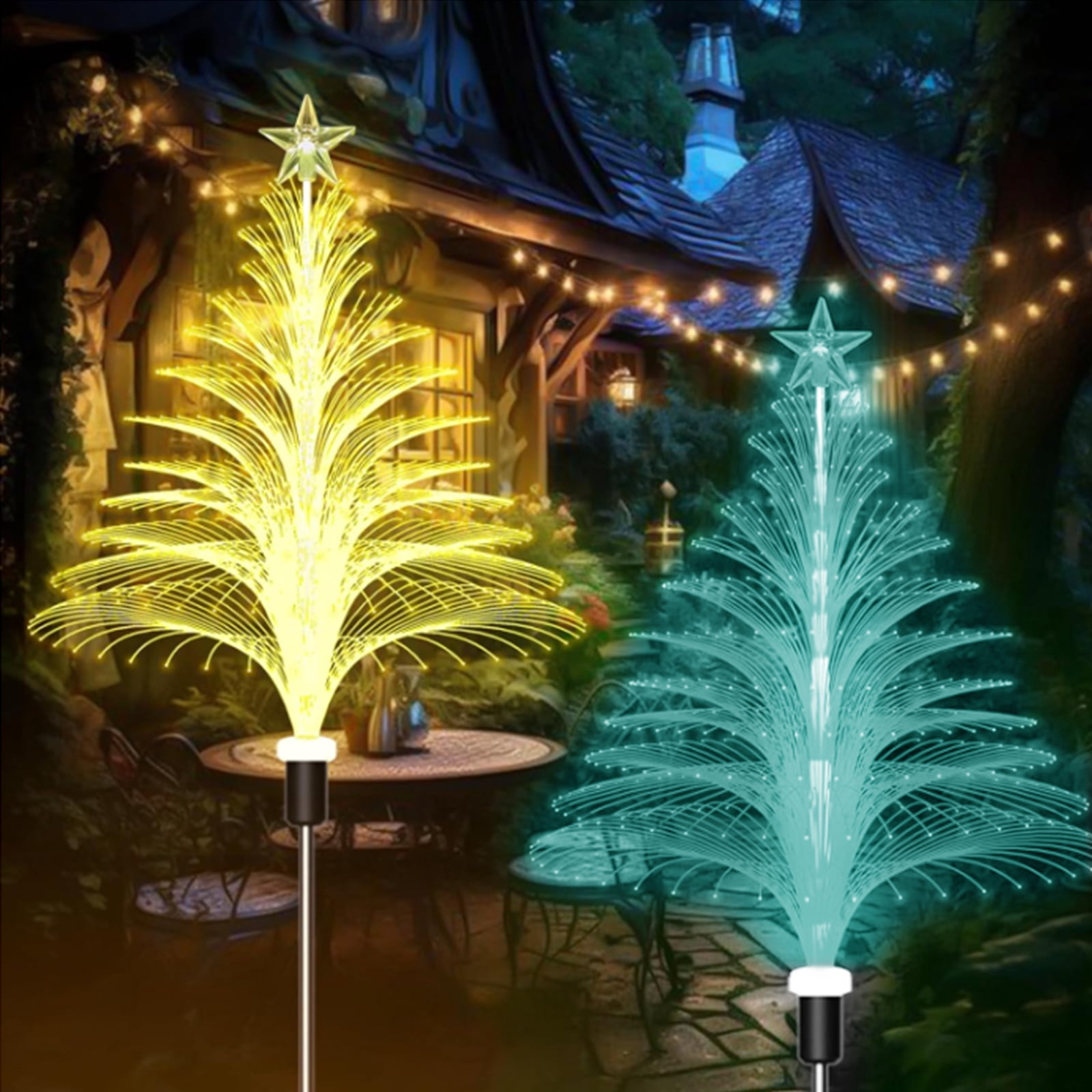 YTKUS 4 Pack Solar Firework Lights Outdoor Waterproof Jellyfish and Star Flower Lights Christmas Garden String Lights for Yard Pathway Walkway Lawn Patio Decoration