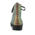 thumbnail image 3 of Green Purple Mermaid Glitter Lace Up Combat Ankle Boot - 9, 3 of 3
