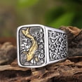thumbnail image 2 of HIJONES Men's Animal Carp Stainless Steel Ring Vintage Personalized Punk Gothic Hip Hop Koi Jewelry Gold Size 8, 2 of 4