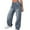 Light Blue, variant on Washed High Waist Wide Leg Pants For Teen Girls Casual Comfortable Everyday Wear With Modern Minimalist Style Girls Cargo Jogger Pants 12-13 Years