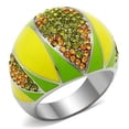 thumbnail image 1 of High Polished No Plating Stainless Steel Ring with Top Grade Crystal, Multi Color - Size 6, 1 of 1