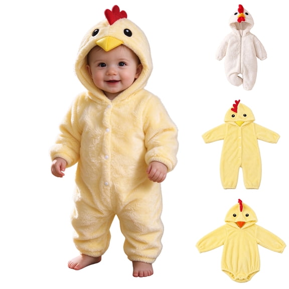 Baby Girls Animal Outfit Long Sleeve Zipper Hooded Romper Toddler Chicken Kids Christmas Outfits Fall Clothes Size 0-24 Months
