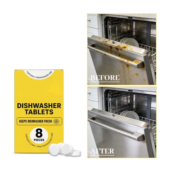 Snmubt Dishwasher Cleaner Tablets 8 Count, Dishwasher Maintenance Tabs for Daily Use Removes Built Up Grime Grease Keeps Interior Fresh