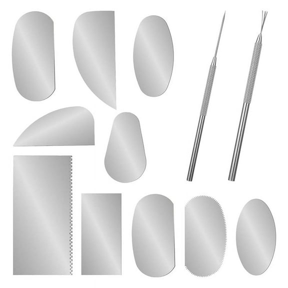 12 Pcs Steel Pottery Tools Clay Ribs Stainless Serrated with Ceramic Needle and -Texture Detail Tool