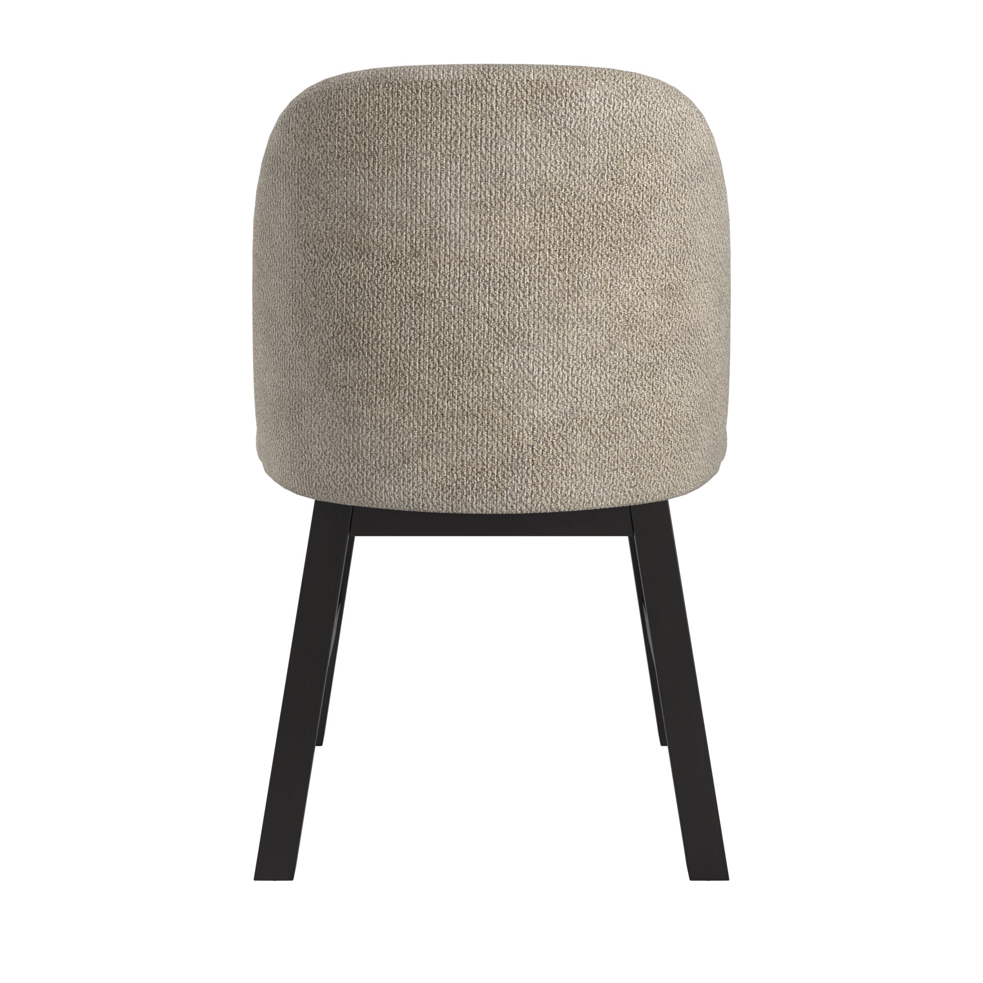 Weston Home Alta Wood Finish Taupe Fabric Curved Low Back Dining Chair, Set of 2, Black Oak