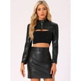 thumbnail image 3 of DARING DIVA Women's Faux Leather Cropped Zipper Front Moto Jackets XS Black, 3 of 6