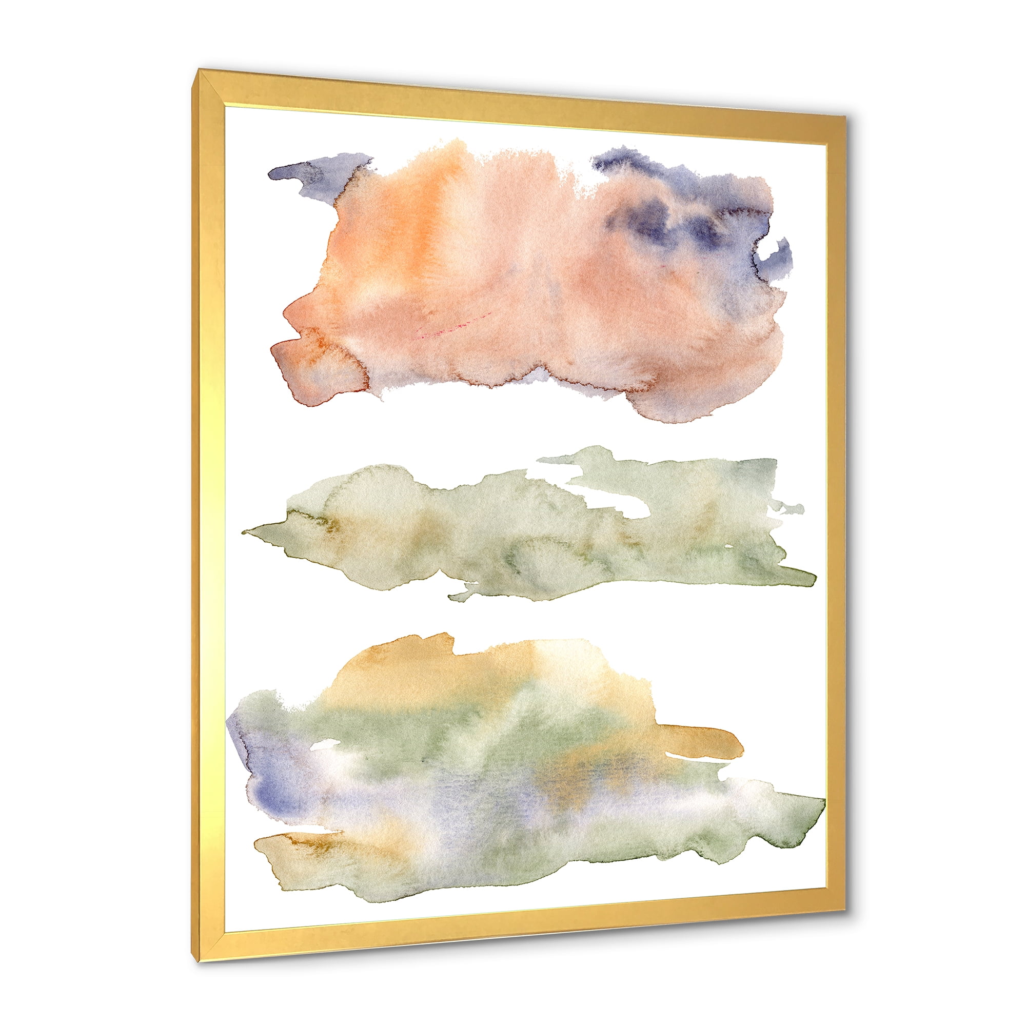 Designart 'Abstract Orange Blue and Beige Green Clouds' Modern Framed Art Print