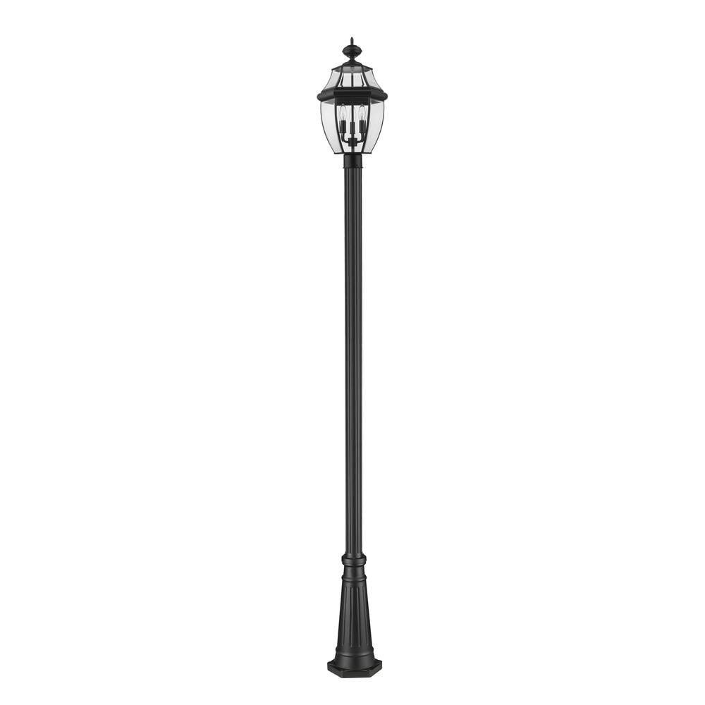 Z-Lite Westover 3 Light 114" Clear Glass Brass Outdoor Lamp Post in Black