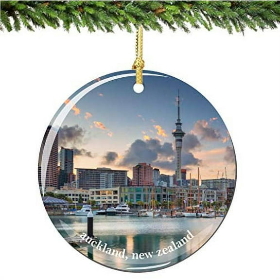 City-Souvenirs Auckland New Zealand Christmas Ornament Porcelain Double Sided 2.75 Inches