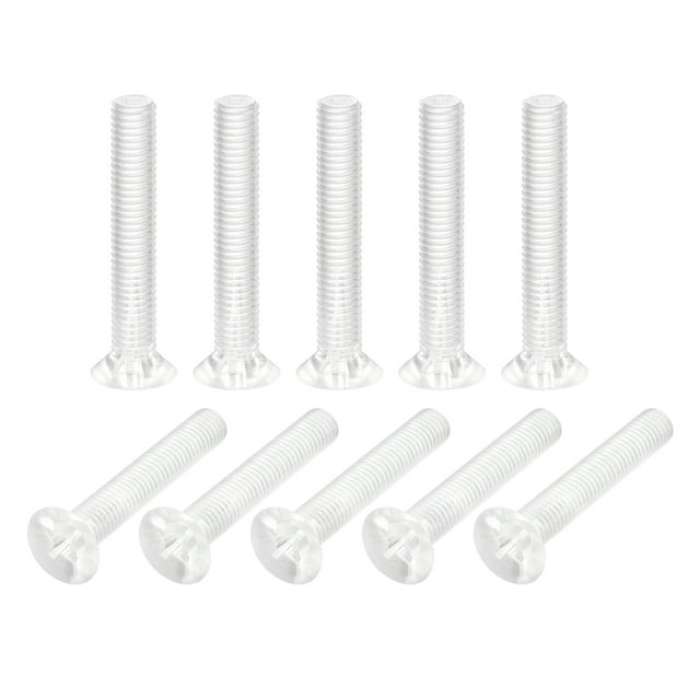 Unique Bargains M8x50mm Plastic Phillips Machine Screws, PC Flat Head Machine Bolts 10 Pack