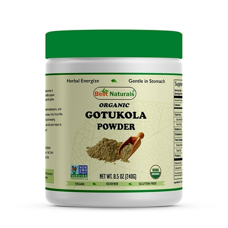 Best Naturals Certified Organic Gotu kola Powder 8.5 OZ (240 Gram), Non-GMO Project Verified & USDA Certified