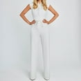 thumbnail image 3 of Wycnly Womens Jumpsuits Plus Size Empire Waist Business Long Jumpsuits Overalls Trendy Solid V-Neck Sleeveless Maxi Summer Rompers White l, 3 of 6