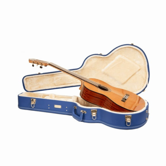 Crossrock Designer Series- Universal Wooden Case for 4/4 Classical Guitar- Security Lock, Metal Feet, Storage Space- Vibrant Blue