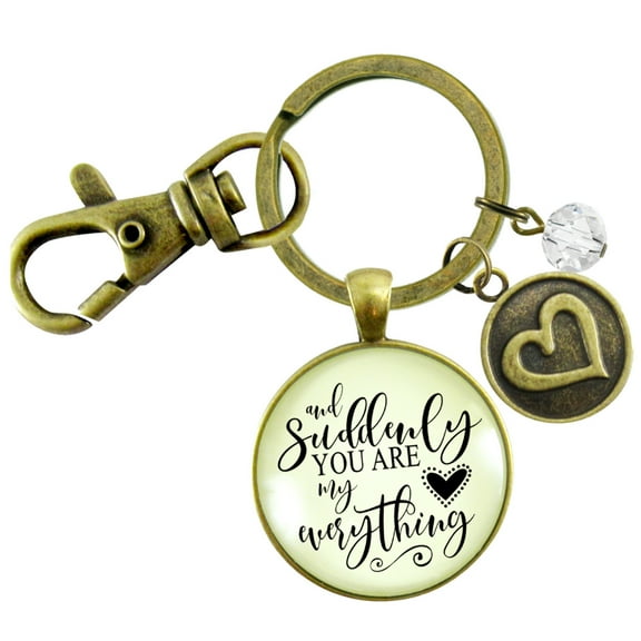 First Mothers Day Gutsy Goodness Bronze Keychain And Suddenly You Are My Everything Mom Jewelry Heart