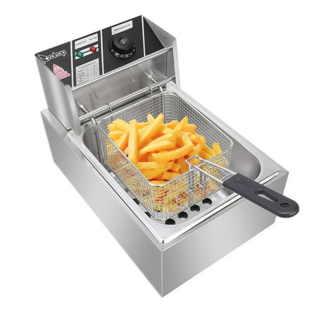 

WONISOLI EH81 2500W MAX 110V 6.3QT/6L Stainless Steel Single Cylinder Electric Fryer US Plug Fryers with Baskets Fryer Electric Deep Fryer