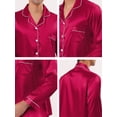 thumbnail image 5 of Conjuntos de pijama de satén para hombre, manga larga, con botones, ropa de dormir, ropa de dormir, pijamas rojo S, 5 of 5