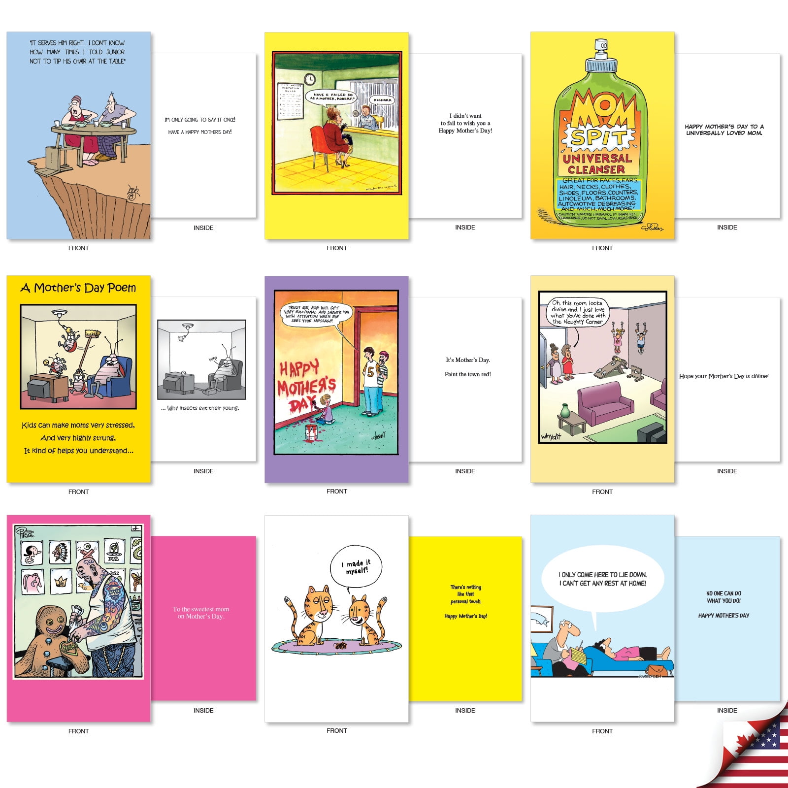 NobleWorks 36 Assorted Box Set Funny Mother's Day Greeting Cards w/5 x 7 Inch Envelopes (36 Designs, 1 Each) Mom Comical Moms AC10889MDG-B1x36