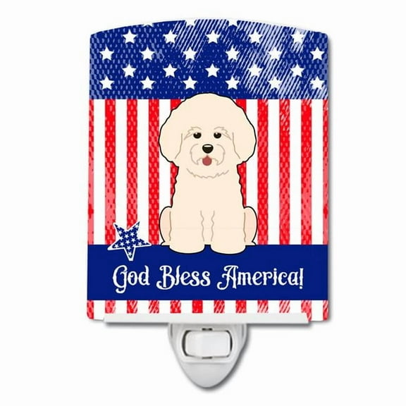 Caroline's Treasures BB3070CNL Patriotic Bichon Frise Ceramic Night Light, 6x4x3", multicolor