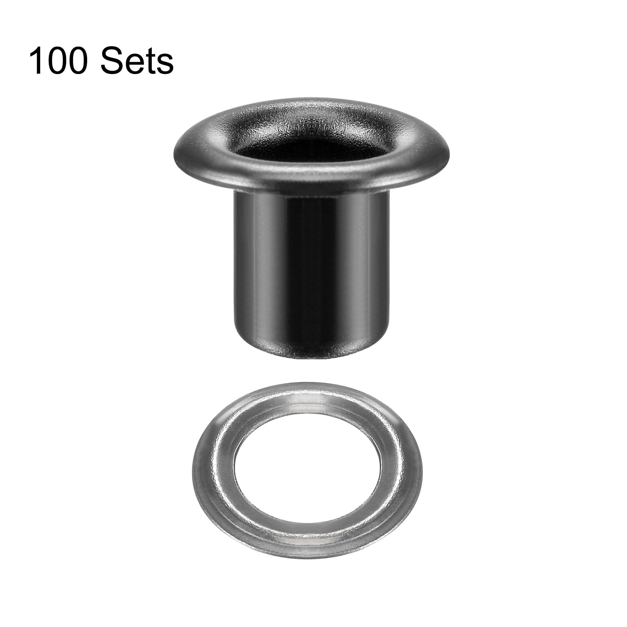 Unique Bargains Grommets Eyelets with Washers Kit, Copper Grommet Chrome Plated Black