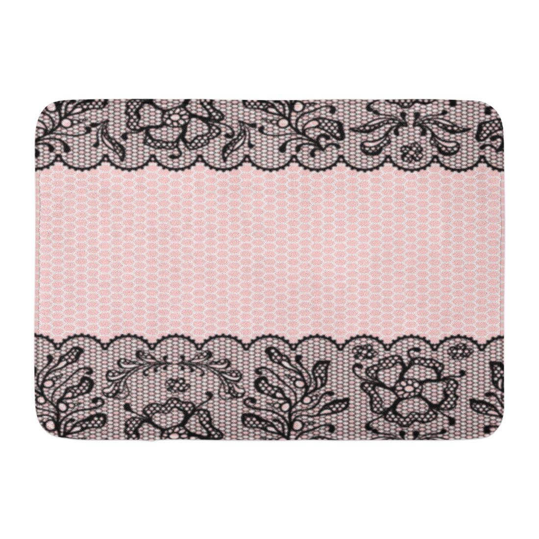 GODPOK White Border Pink Abstract Vintage Lace Ornamental Flowers Black