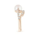 thumbnail image 3 of ANGARA Japanese Akoya Cultured Pearl Solitaire Ring with Diamonds in 14K Rose Gold for Women | June Birthstone, Birthday, Anniversary, Jewelry Gift for Women | Pearl Ring, 3 of 8