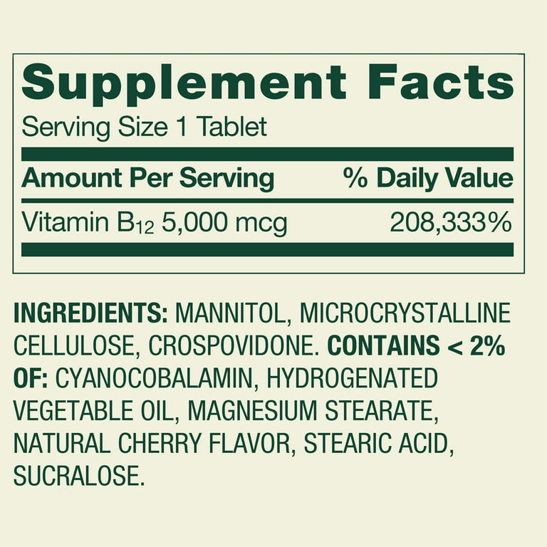 Spring Valley Extra Strength Vitamin B12, Cherry, 5000 mcg, 60