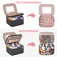 thumbnail image 2 of Bolsa de maquillaje HXLGMD grande con espejo, funda de viaje de doble capa, 2 of 7