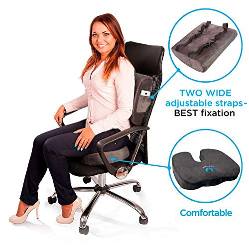 Yokaro Coccyx Seat Cushion Posture Support Pillow for Wheelchair and Office Chair Washable Cover Gray
