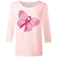thumbnail image 4 of Fgnfyis T-Shirts pour Femmes Sensibilisation au Cancer Haut Décontracté Col Rond Manches Trois-Quarts Design Imprimé pour Usage Quotidien et Occasions Festives Printemps Été Automne Hauts pour Femmes Rose Clair TTG, 4 of 4