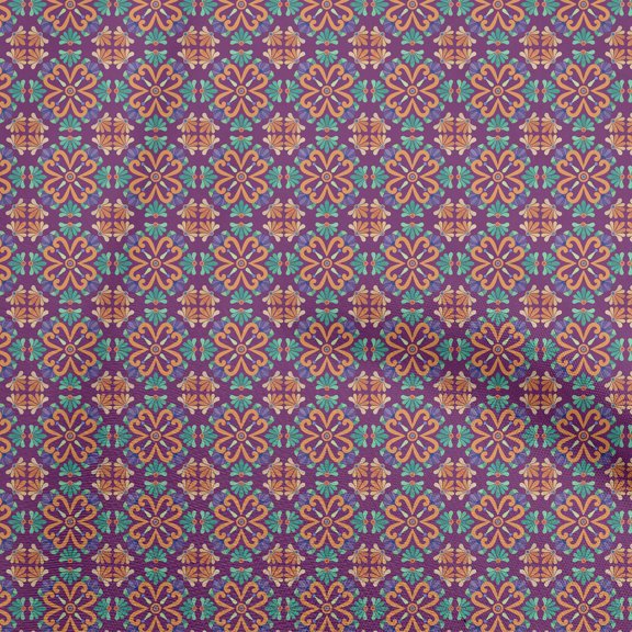 oneOone Cotton Cambric Purple Fabric Asian Suzani Sewing Fabric By The Yard Printed Diy Clothing Sewing Supplies 56 Inch Wide