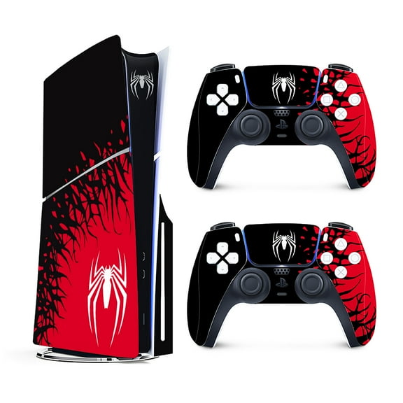 PS5 Slim Skin - Disc Edition Console and Controller Accessories Cover Skins PS5 Controller Skin Gift ps5 Skins for Console Full Set PS5 Skin Spider Black and Red